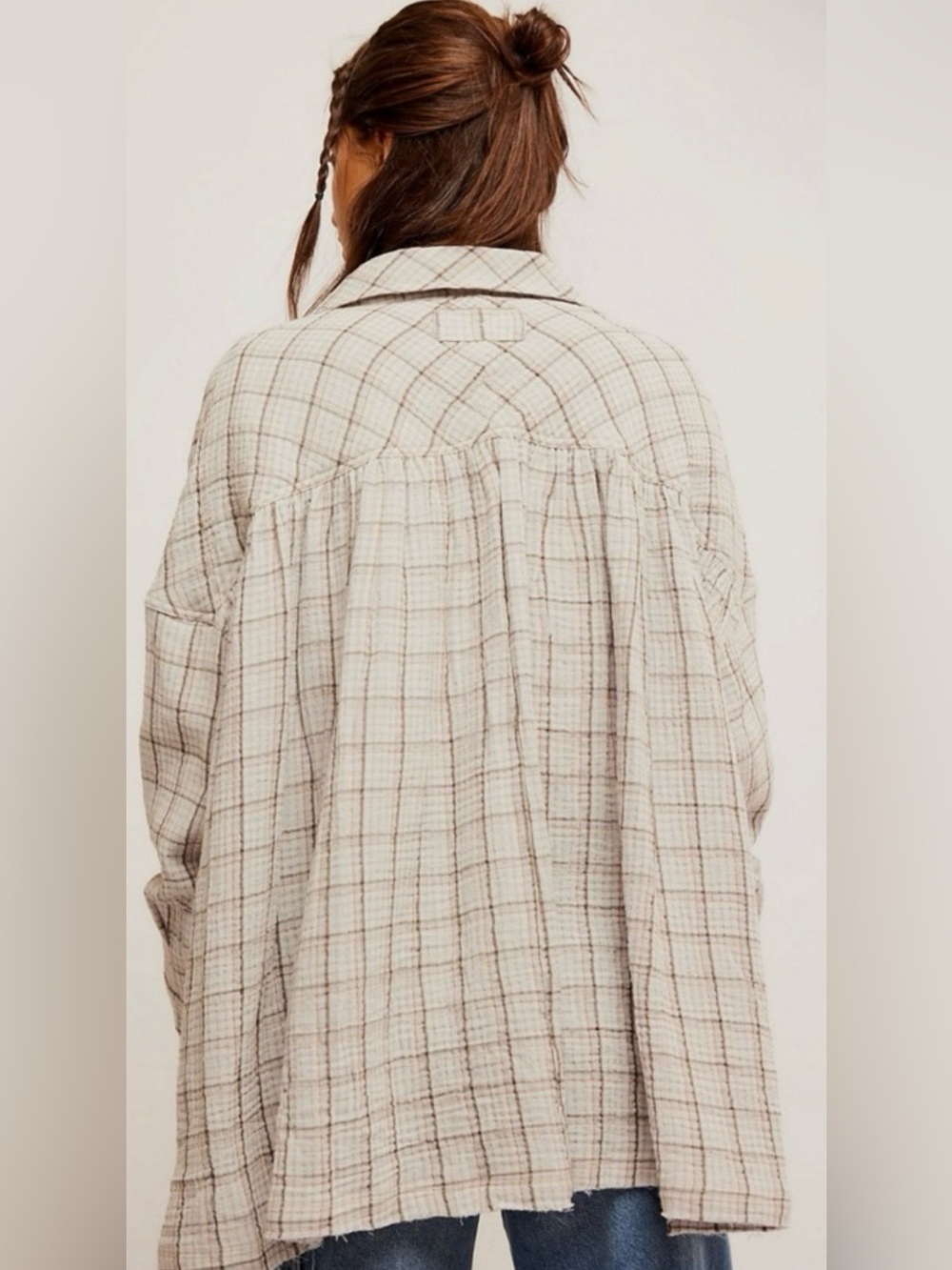 Free People We The Free Cardiff Plaid Tunic Shirt Top Gauzy Size Medium - Picture 2 of 7